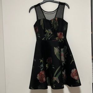 New Look Black Mesh Floral Print Party Dress